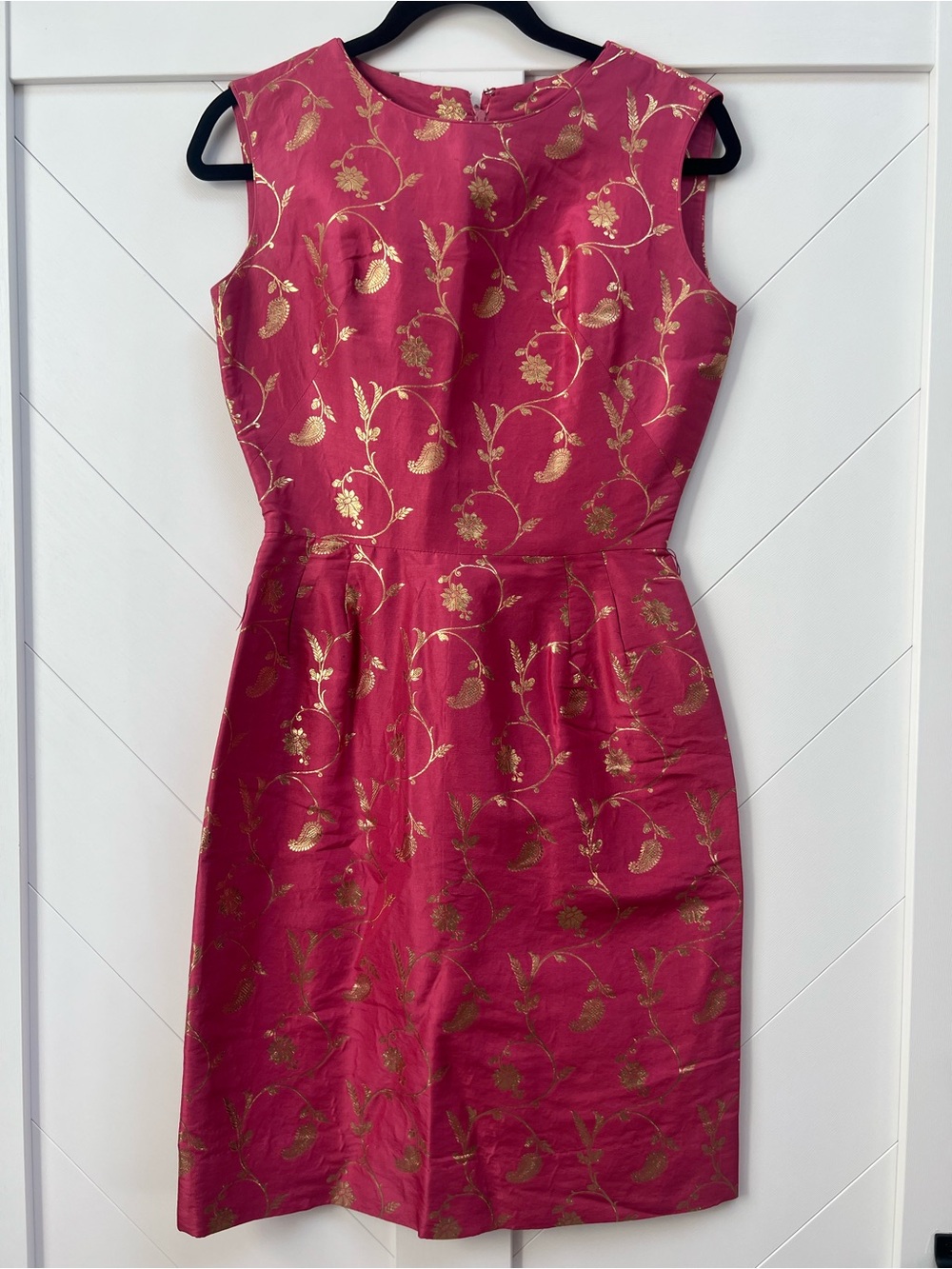 Vintage 1960’s homemade Elegant Pink Gold Jacquard Sheath Dress